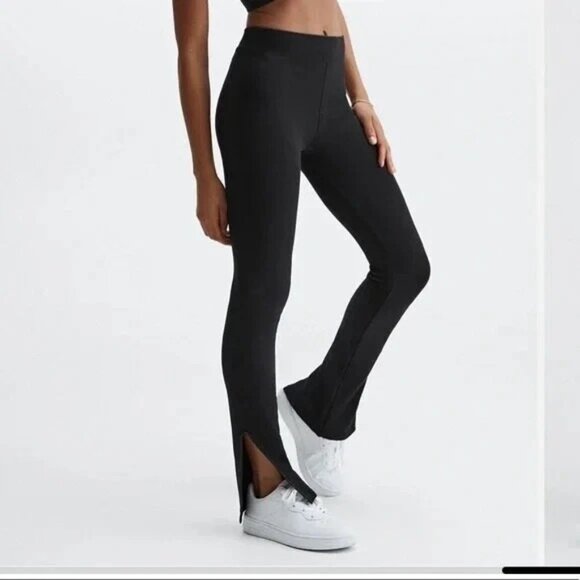 Fabletics Pants - Fabletics Cloud Seamless High-Waisted Pant XL Black Ankle Slit Straight Legging